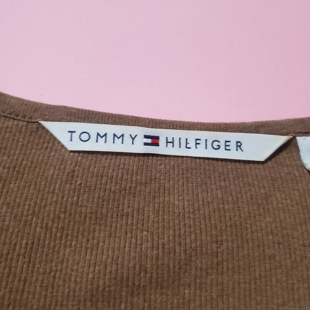 Tommy Hilfiger Olive Green Zip Up Knit Sweater - Picture 2 of 8
